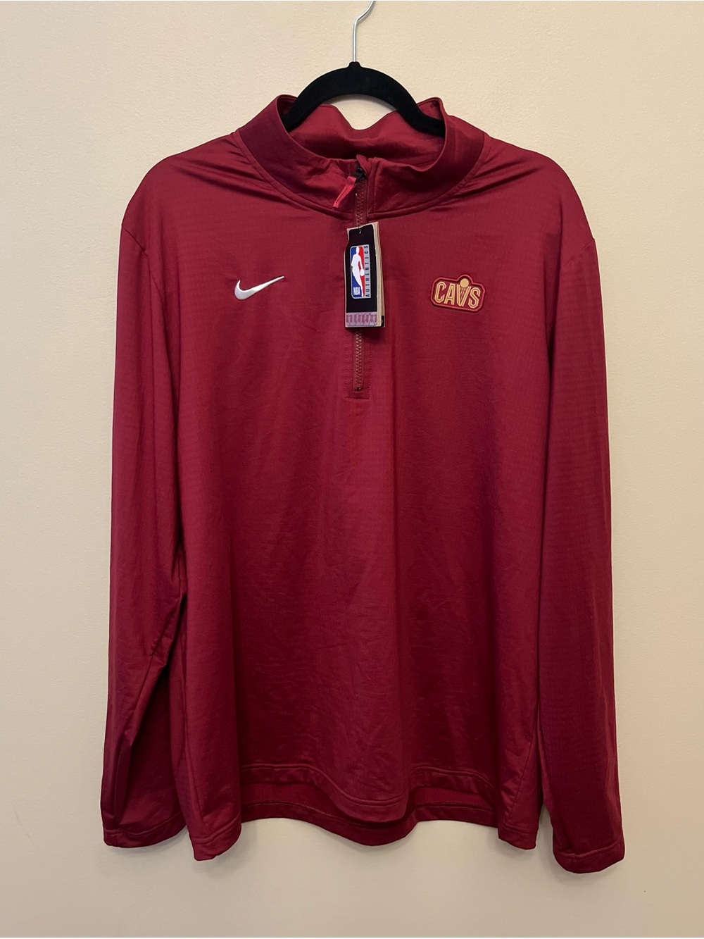 NWT Cleveland Cavaliers Nike Wine 1/4 Zip Long Sleeve Performance Top Men's XL